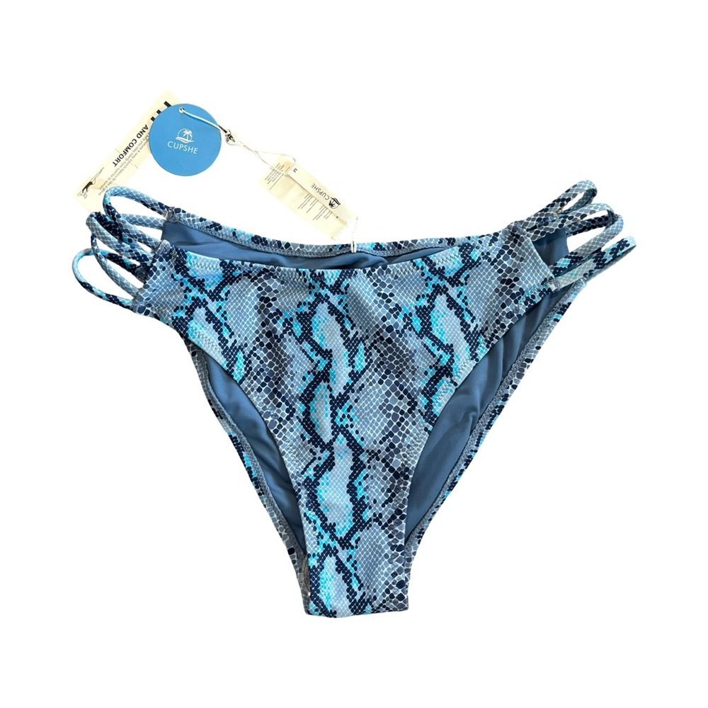 Cupshe * Blue Snake Print Bikini Bottom Women’s Size Medium NWT